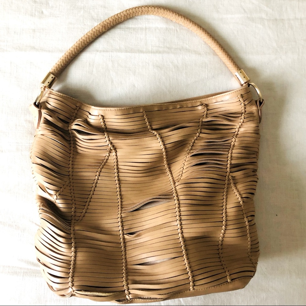 Spring 🌷Boho Tan Woven Leather Gold Hardware